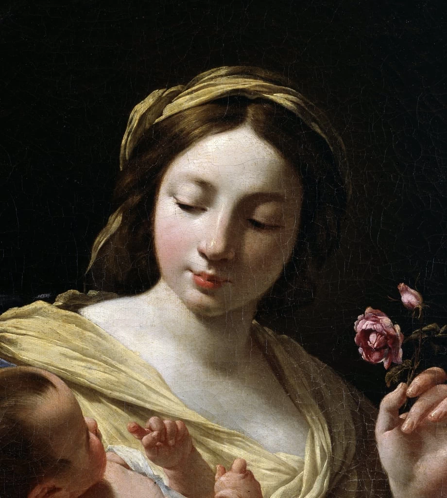 La Vergine col Bambino e una rosa - Musee des Beaux, Arts, Marseille, dettaglio